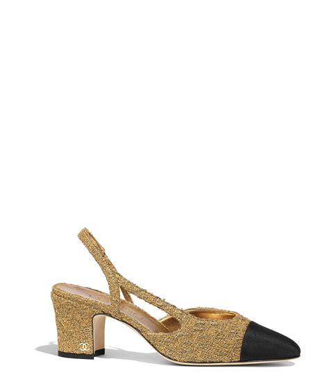 chanel gold logo split heel pump|chanel pumps and slingbacks.